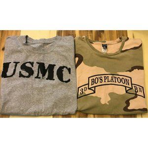 2 Vintage Marine Corp T Shirt Mens XL USMC BO'S PLATOON CAMO CODE 5 100% COTTON